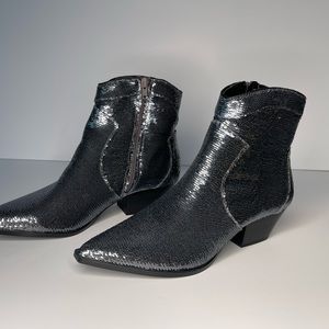 ASOS DESIGN Annie silver sequin western boots
